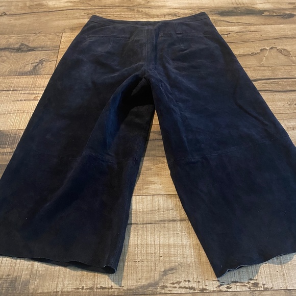 ZARA Navy Blue Wide-Leg Suede Culottes with Pockets Size Medium - Picture 10 of 16